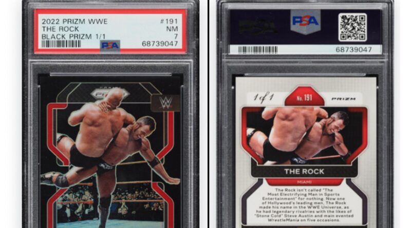 Dwayne 'The Rock' Johnson's 1-de-1 Panini WWE Black Prizm Card é vendido por $ 126.000