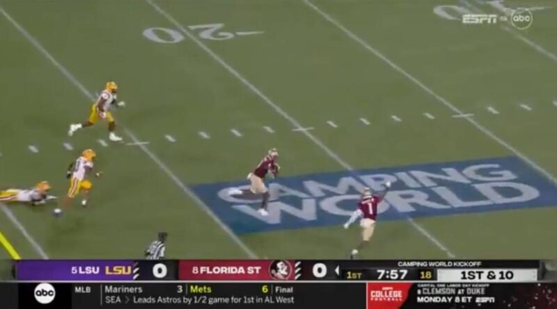 Keon Coleman Scores First Touchdown At Florida State To Take Lead Against LSU