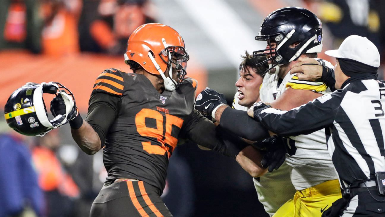 NFL pune 33 jogadores por luta entre Steelers e Browns