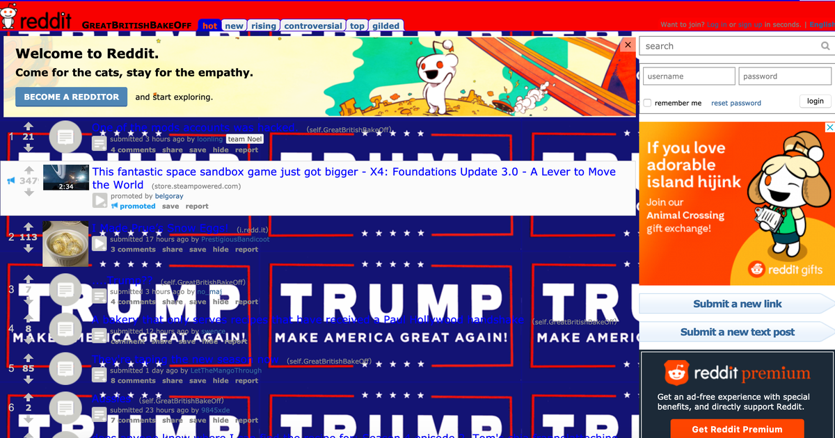 Subreddits populares “vandalizados” com imagens pró-Trump